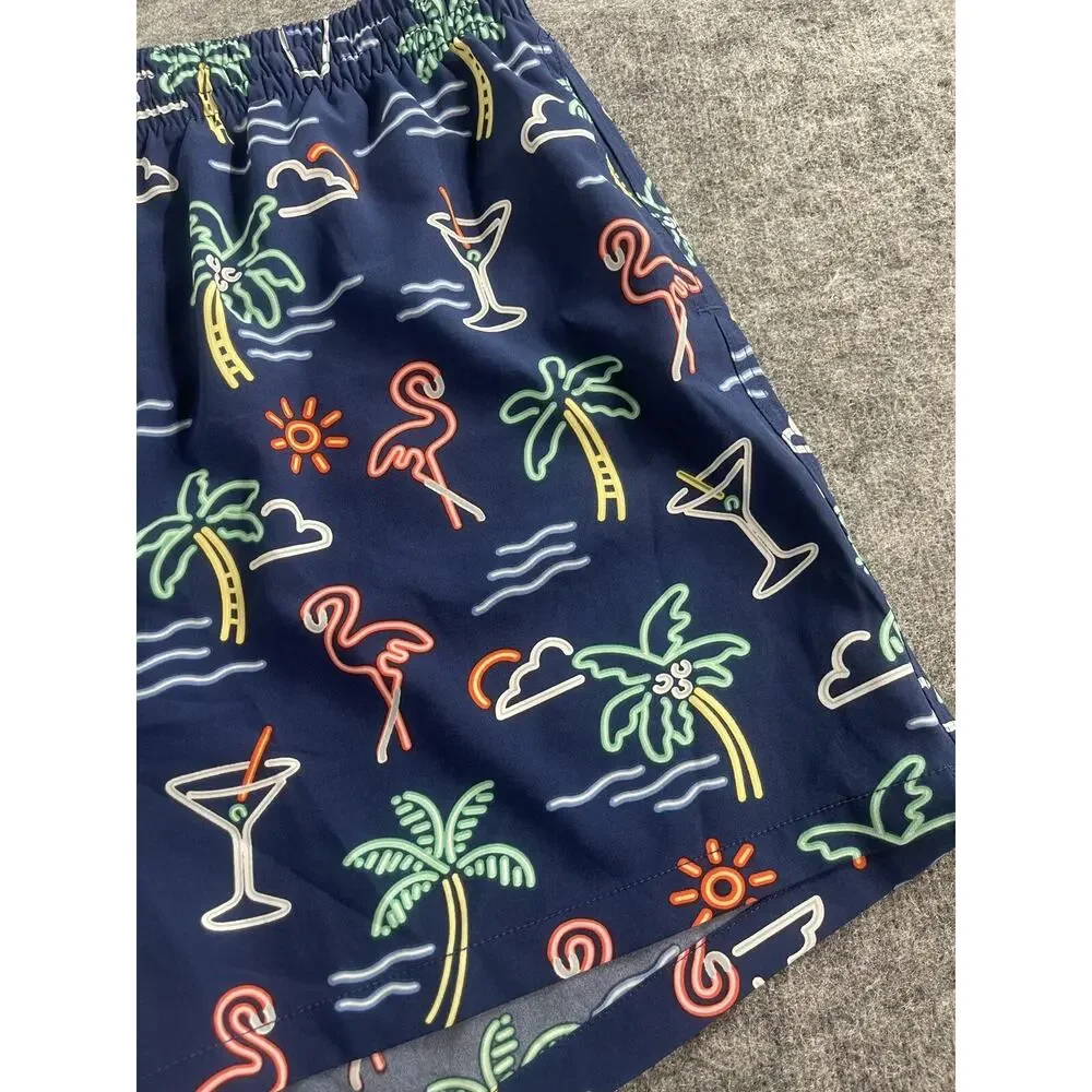 Chubbies Shorts Mens 2XL Swim Trunks Blue Flamingo Palm Trees Coctail Lined A14